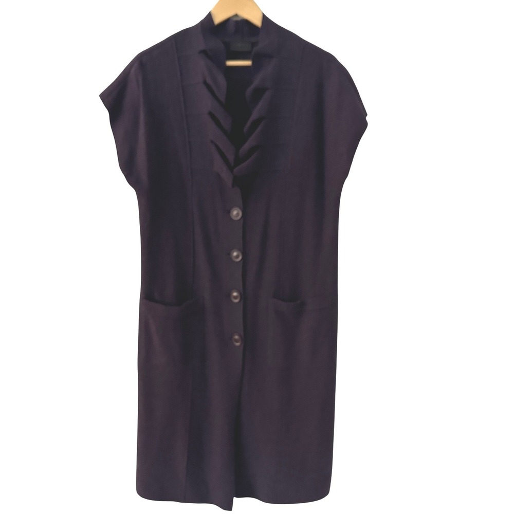 Q|Neel Nordic Design Vest Womens 8‎ Purple Boiled Wool Longline Cardigan Size 12
